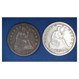 1854 and 1877 Seated Liberty Quarters