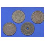 4- 1850 Braided Hair Large Cents