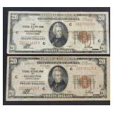 2- 1929 $20 Federal Reserve Bank Notes FR-1870C