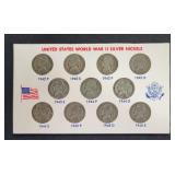 US World War II Silver Nickels - 11 Coin Set