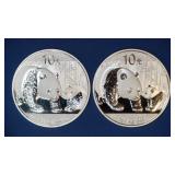 (2 ozt TW) 2- 2011 China Pandas Proof .999 Silver