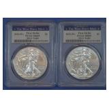 (2 ozt TW) 2- 2018-W ASE Silver Eagles PCGS MS69