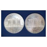 (2 ozt TW) 2- Vienna Philharmonic .999 Silver Rds.