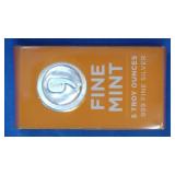 9 Fine Mint .999 Silver Bar 5 ozt