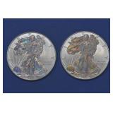 2- 2010 Holofoil ASE Silver Eagles 1ozt