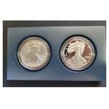 2016-W ASE Silver Eagles 2-Coin Set: UNC and PF