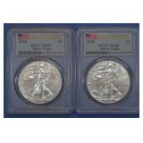 2- 2018 ASE Silver Eagles PCGS MS 69