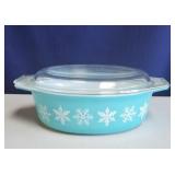 Vintage PYREX Turquoise Snowflake Covered Dish