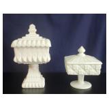 Westmoreland Milkglass Square Covered Compotes