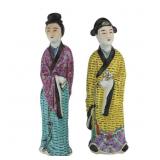 PAIR OF CHINESE FAMILLE ROSE FIGURINES