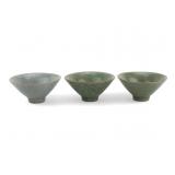 Three Chinese Celadon Cracked Conical Bowl