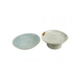 TWO OLD CELADON DISHES