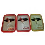 THREE COCA COLA SERVING TIN TRAYS