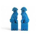 Pair of Chinese Blue Glaze Foo Dogs