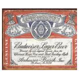 Budweiser 12.5in x 16in Tin Sign