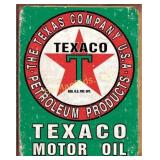 Texaco Oil Weathered 12.5in x 16in Tin Sign