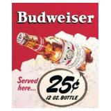 Budweiser 12.5in x 16in Tin Sign