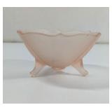 Vintage Pink Satin Glass Footed Candy Dish