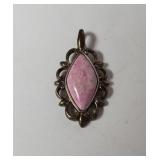 Pink Rhodonite sterling silver pendant