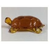 Vintage Amber Glass Turtle Figurine