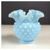 Vintage Fenton Delphite Blue Milk Glass Hobnail