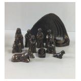 Wild Goose Bronze Tone Nativity Scene with Candle