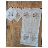 Gold glitter floral table runner 35in and two