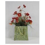 Green tin floral home decor