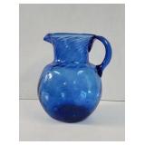 Cobalt Blue blown glass pitcher