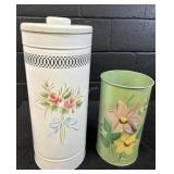 Hand Painted Metal container & waste basket- YD