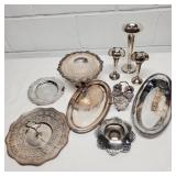 Silverplate vases, Condiments set, platers  YB