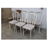 6 upholstered chairs, 1 wood chair, 1 vintage