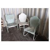 (3) Vintage metal lawn chairs