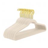 MIZGI Ivory Velvet Hangers 60 Pack,Premium Gold Cl