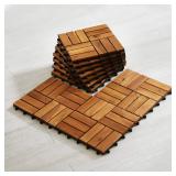 Solid Wood Interlocking Flooring Tiles (Pack of 10