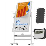Rolling Dry Erase Board 24 x 48 - Large Portable M