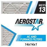 Aerostar 14x14x1 MERV 13 Pleated Air Filter, AC Fu