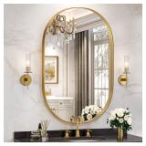 Brightify Gold Oval Mirror for Wall 24x36 Inch, Ba