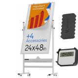 Rolling Dry Erase Board 24 x 48 - Large Portable M