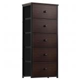 REAHOME 5 Drawer Dresser for Bedroom Faux Leather