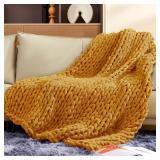 Touchat Chunky Knit Blanket Throw, Burnt Orange Cr