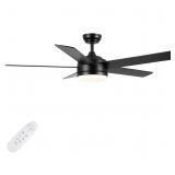 52 Inch Black Ceiling Fan with Light and Remote Co