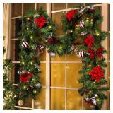 LBSUN Christmas Garland with Lights, Pre-lit 9ft C