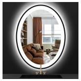 THEKLA 24 x 32 inch Black Frame Oval LED Mirror fo