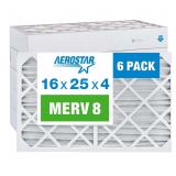 Aerostar 16x25x4 MERV 8 Pleated Air Filter, AC Fur