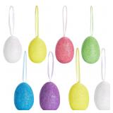 WEWILL 8PCS Multicolored Glittering Foam Easter Eg