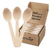 ECOLipak 300 Count Wooden Spoons Disposable, Heavy