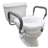 Carex E-Z Lock Raised Toilet Seat With Handles, 5"