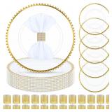 Uiifan 100 Pcs 50 Sets Clear Gold Charger Plates a