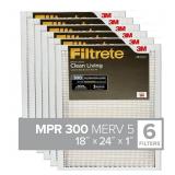 Filtrete 18x24x1 Air Filter, MPR 300, MERV 5, Clea